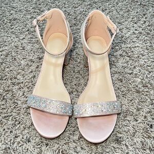 Womens Ankle Strap Open Toe HEELS Size‎ 8  Rhinestone Formal